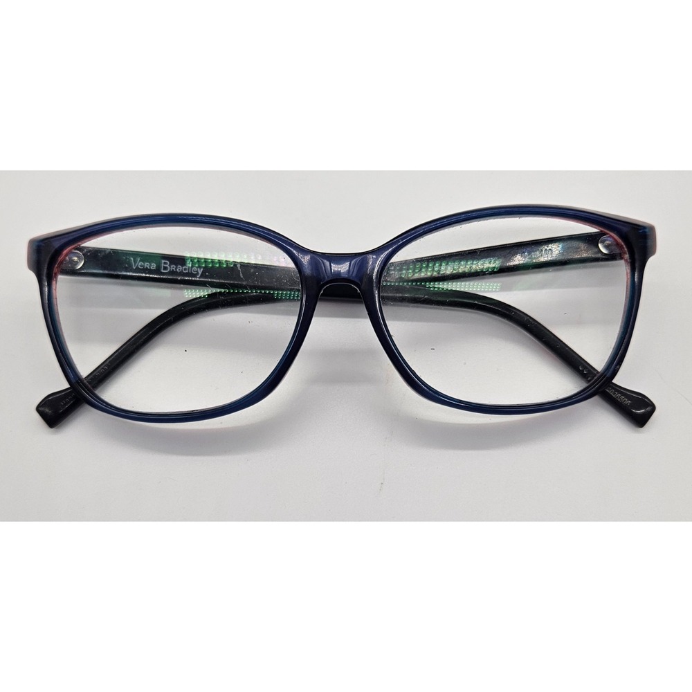 Vera Bradley Eyeglasses Frames Blue Floral Patterned Arms Womens Optical Glasses